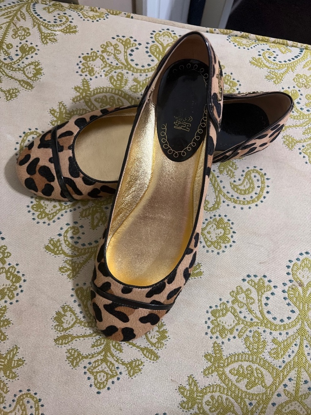 Coach Randy Leopard Print Calf Hair Ballet Flats Women's Size 8.5
